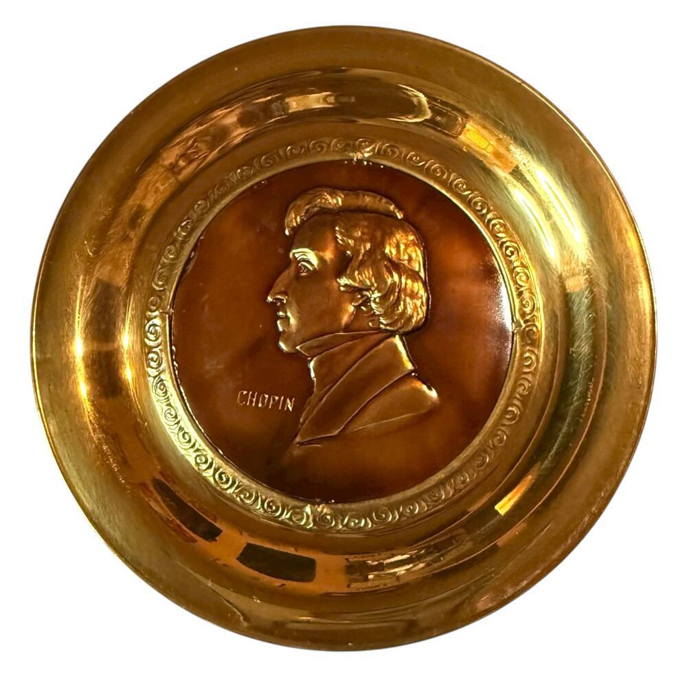 Vintage Brass Chopin Wall Plate High Polish Made in England